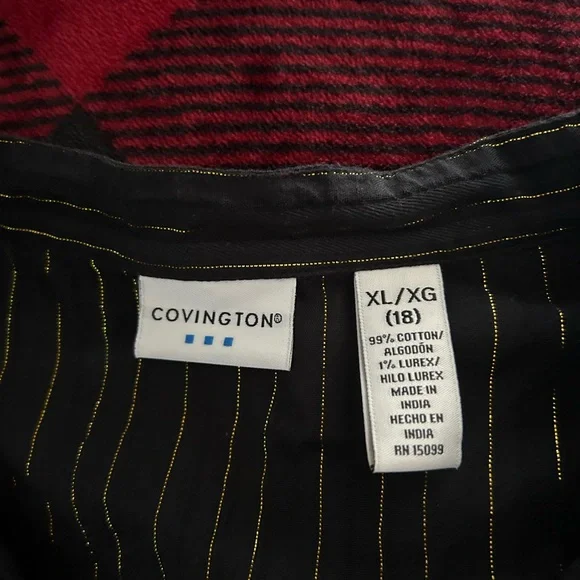 Covington Black Blouse with Gold Stripes - Picture 3 of 3